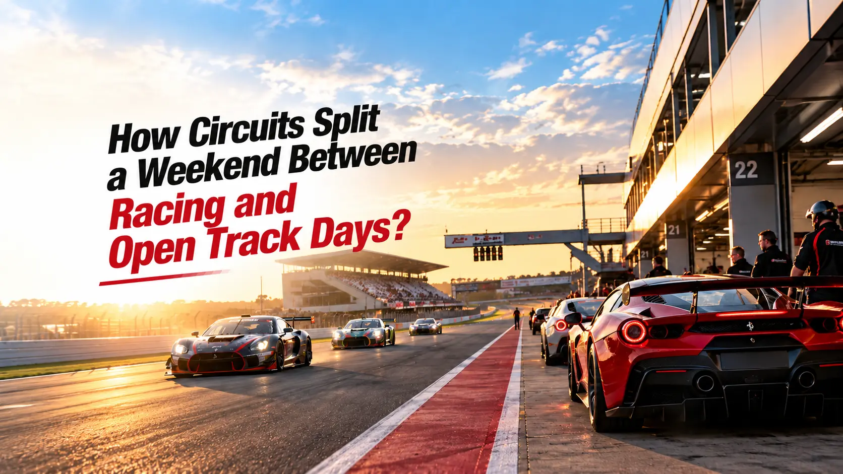 Open track days and racing cars at a UK motorsport circuit